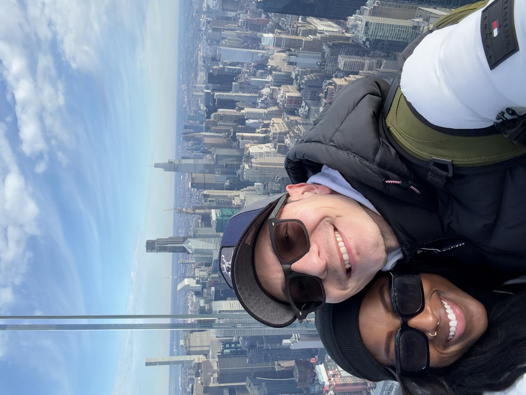 Antonio and Kirsten with the New York skyline behind them