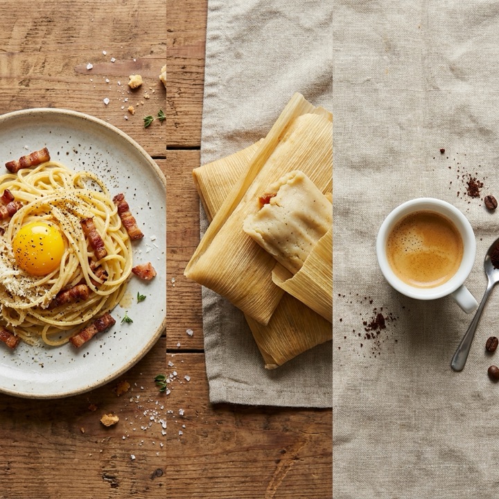 Two Kitchens cookbook — carbonara, tamales, espresso