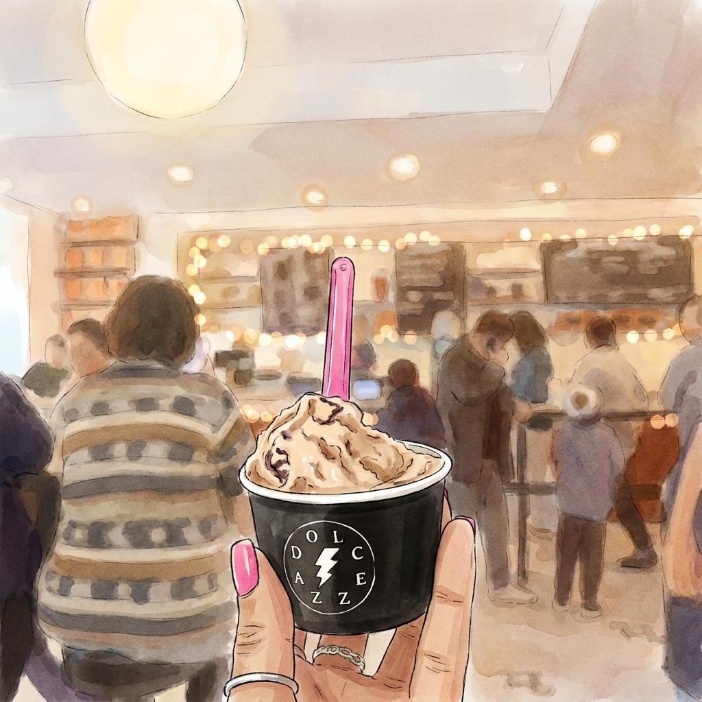 Page 010: Dolce Razzo, eleven o'clock, the only ice-cream shop in dc with a name in italian. she ordered for both of us. we walked back the long way, and she taught me the word atardecer.