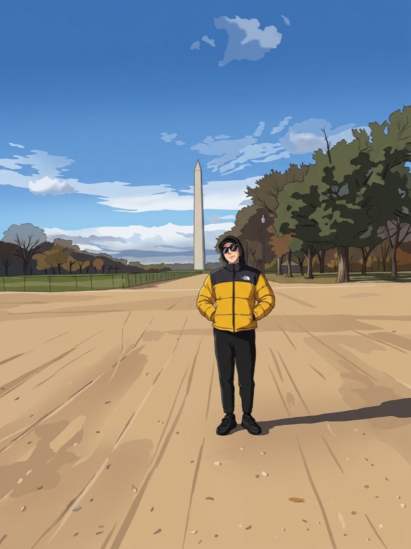 Behind the metro · Sunday afternoon, drawn in the Anime style.