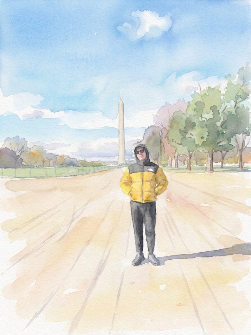 Behind the metro · Sunday afternoon, drawn in the Watercolour style.