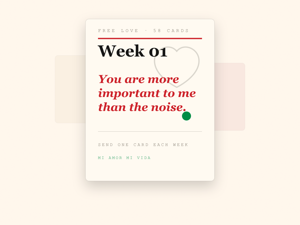 Free Love weekly reminder card deck preview.